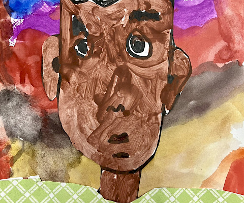 Best in Class: Javale R.W., "Self-Portrait," tempera and paper, 12 x 9 in., Wakefield Elementary, Art Educator: Cheryl Compagna.