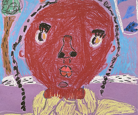 Honorable Mention: Mena B., "Self-Portrait," oil pastel, 12 x 16 in., Forest Heights STEM Academy, Art Educator: Shelby Baker.