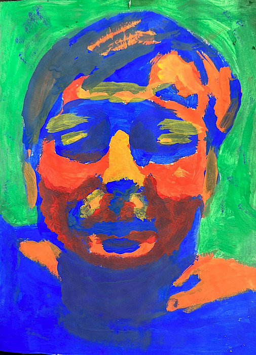 Sammy S., "Self-Portrait," acrylic, 12 x 9 in., Flippin Elementary School, Art Educator: Tracey Moore.