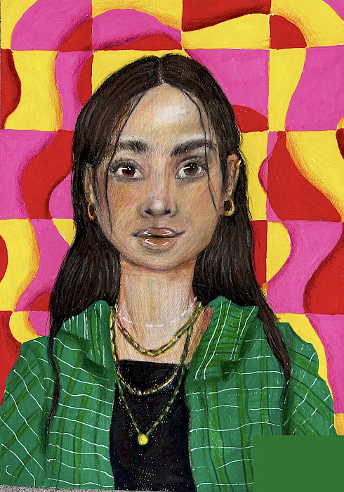 Honorable Mention: Sara S., "Self-Portrait," coloredl pencil, 12 x 9 in., Russellville Junior High School, Art Educator: Anna Calavitta.