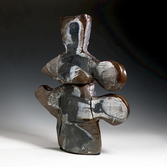 Peter Voulkos (Bozeman, Montana, 1924 - 2002, Bowling Green, Ohio), "Cruciform Vase," 1958, glazed and underglaze-painted stoneware, 28 1/2 x 21 x 7 1/2 in., Arkansas Museum of Fine Arts Foundation Collection: Purchased with an anonymous gift. 1992.080.
