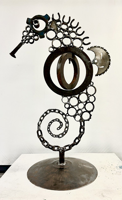 Honorable Mention: Josh W., "Stallion of the Sea," metal, 3 ft. x 15 in. x 15 in., Searcy High School, Art Educator: Terry Hester.