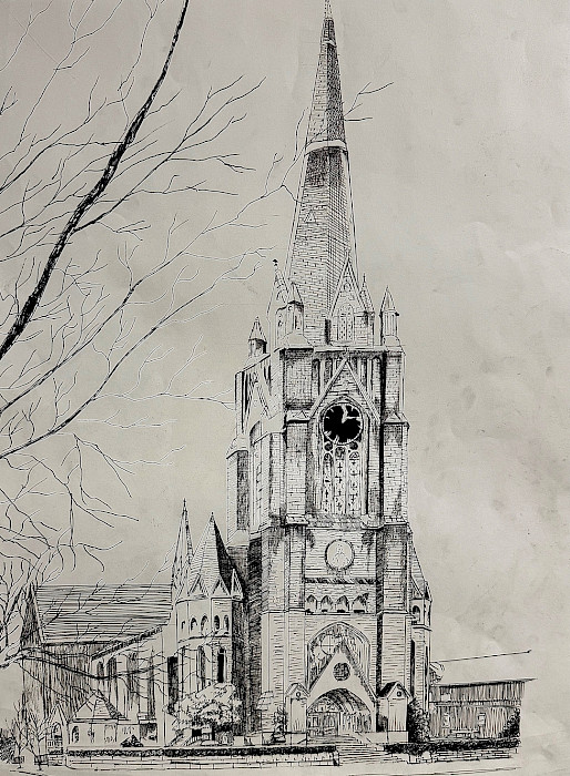 Didier V., "St. Francis," pen and ink, 18 x 12 in., Morrilton High School, Art Educator: Stephanie Bates.