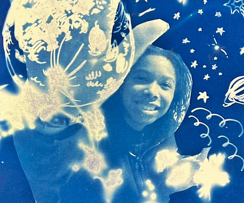 Honorable Mention: Maryn A., "Destiny," cyanotype, 10 x 8 in., Parkview Arts & Science Magnet High School, Art Educator: Matt TerAvest.