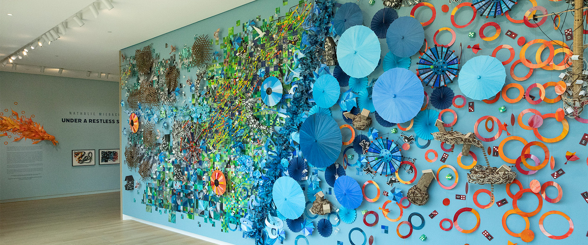 Photo of a wall art installation in an art gallery at AMFA.