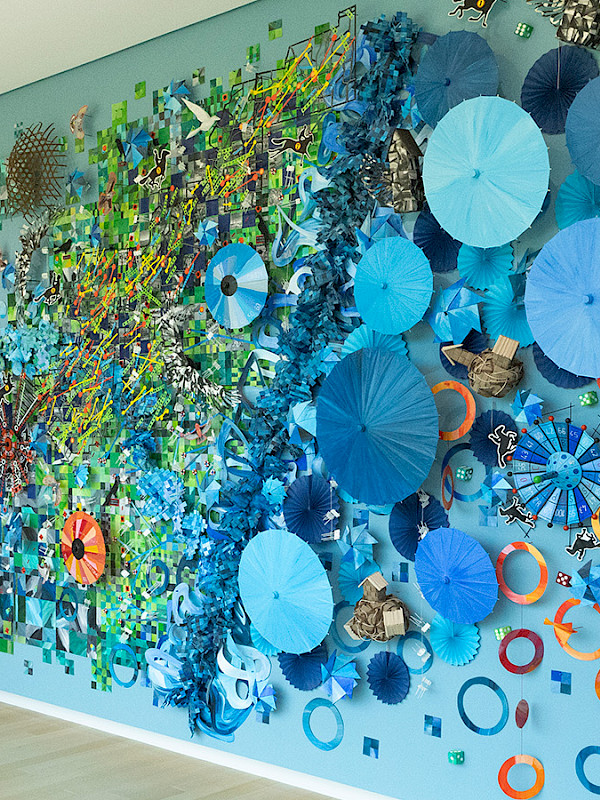 Photo of a wall art installation in an art gallery at AMFA.