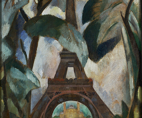 Robert Delaunay (Paris, France, 1885 – 1941, Montpellier, France), "Eiffel Tower," circa 1909, oil on canvas, 38 x 27 3/4 in., On loan from the Philadelphia Museum of Art: The Louise and Walter Arensberg Collection, 1950. 1950-134-42b.