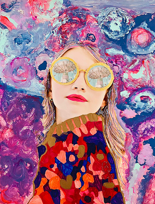 Harper I., "Self-Portrait," mixed media, 11 x 14 in., Maumelle Charter Elementary, Art Educator: Hether Embrey.