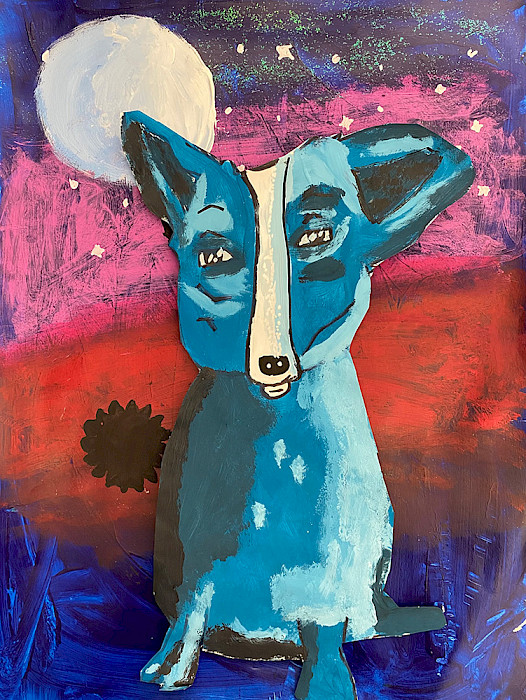 Penelope W., "Talking to the Moon," tempera, acrylic, Sharpie marker, 16 x 20 in., The Anthony School, Art Educator: Graeme Ellzey.