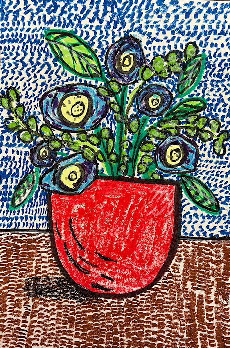Best in Class: Ethan W., "Blue," paint stick and acrylic, 12 x 18 in., Lakewood Elementary, Art Educator: Jamie Freyaldenhoven.