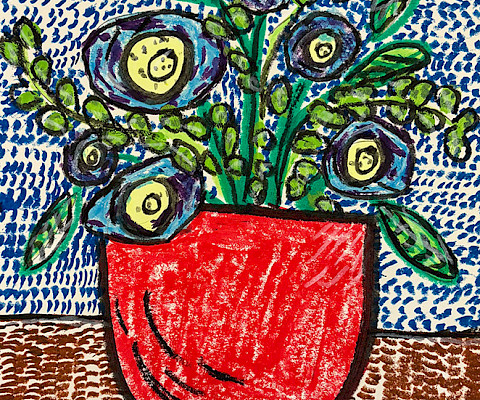 Best in Class: Ethan W., "Blue," paint stick and acrylic, 12 x 18 in., Lakewood Elementary, Art Educator: Jamie Freyaldenhoven.