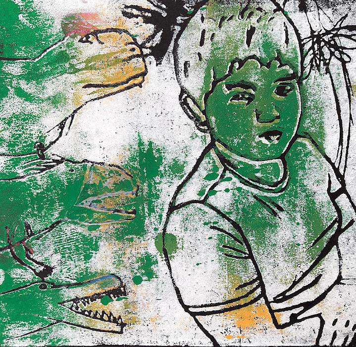 Best in Class: Icker R.C., "The Great Chase," ink, 8.5 x 8.5 in., Landmark Elementary, Art Educator: Kelly Emerson.