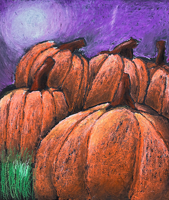 Zoe L., "Glowing Pumpkins," oil pastel, 11 x 14 in., Pulaski Academy, Art Educator: Sarah Waymire.