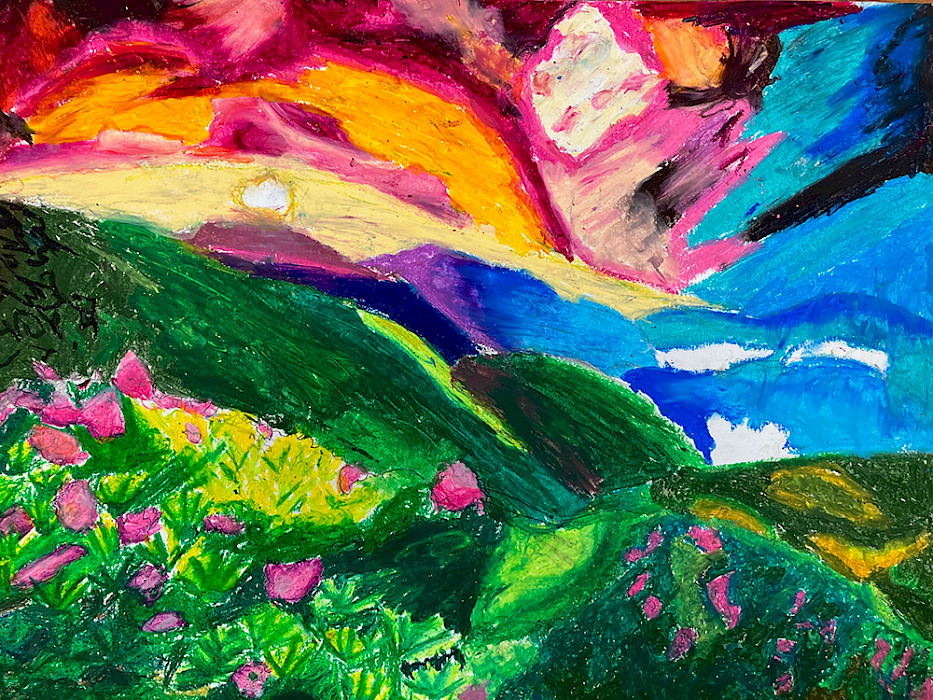 Best in Class: Havana S., "Fields of Gold," oil pastel and colored pencil, 16 x 12 in., West Side Elementary, Art Educator: Cherie Grizzle.