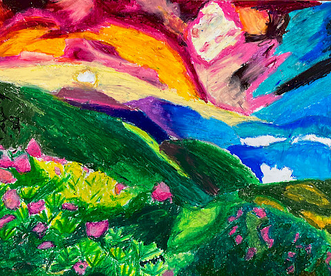 Best in Class: Havana S., "Fields of Gold," oil pastel and colored pencil, 16 x 12 in., West Side Elementary, Art Educator: Cherie Grizzle.