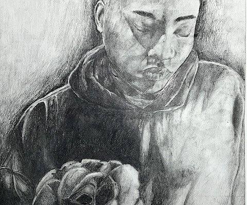 Peyton B., "Self-Portrait," graphite, 16 x 20 in., Parkview Arts & Science Magnet High School, Art Educator: Rodney Bailey.