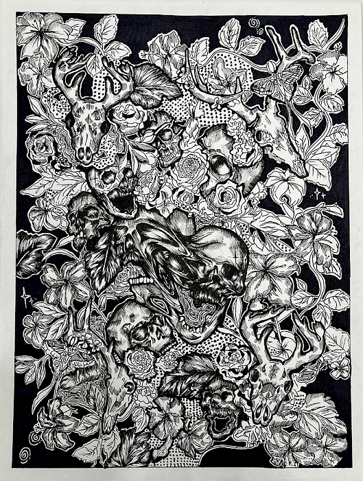 Best in Class: Louise E., "Vanitas," ink, 9 x 12 in., Parkview Arts & Science Magnet High School, Art Educator: Shannon Harrison.