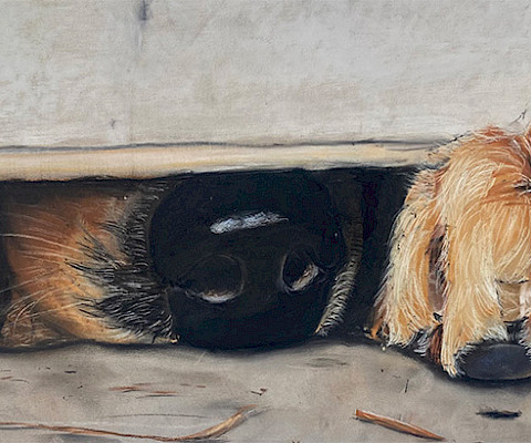 Best in Class: Chloe W., "Come Back," pastel, 14 x 26 in., Flippin High School, Art Educator: Cheryl Blasdel.