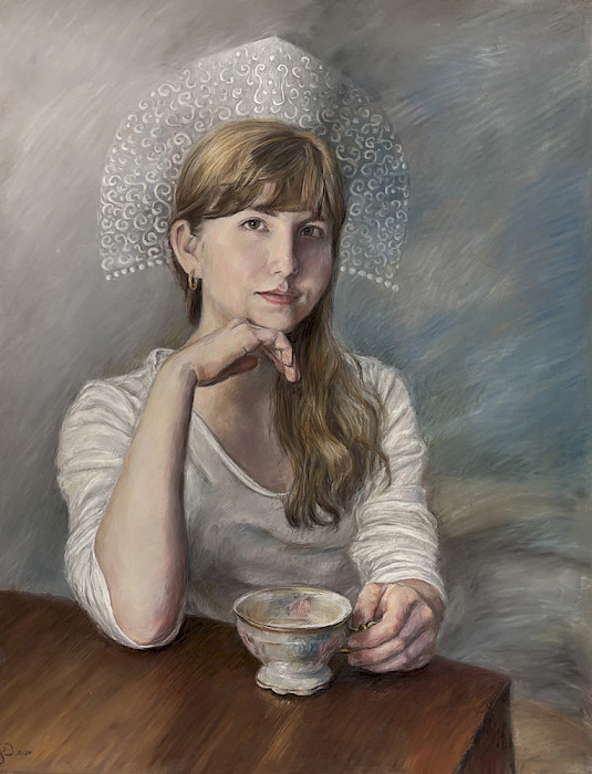 Aleksandra B., "Self-Portrait," chalk pastel, 18 x 24 in., Little Rock Central High School, Art Educator: Rex DeLoney.