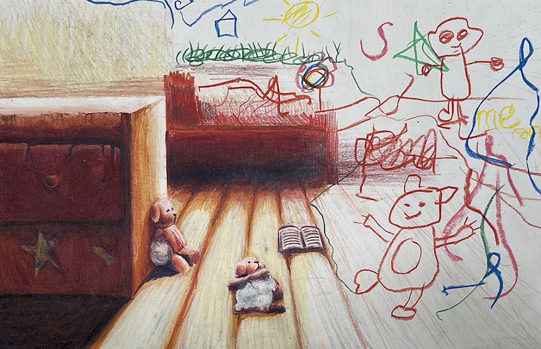 Best in Class: Luis V., "Youthful Imagination," colored pencil, 12 x 18 in., Parkview Arts & Science Magnet High School, Art Educator: Matt TerAvest.