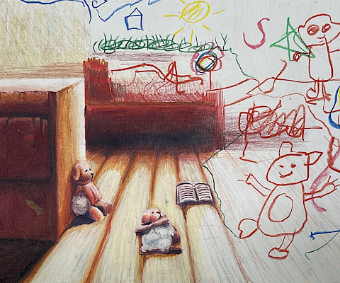 Best in Class: Luis V., "Youthful Imagination," colored pencil, 12 x 18 in., Parkview Arts & Science Magnet High School, Art Educator: Matt TerAvest.