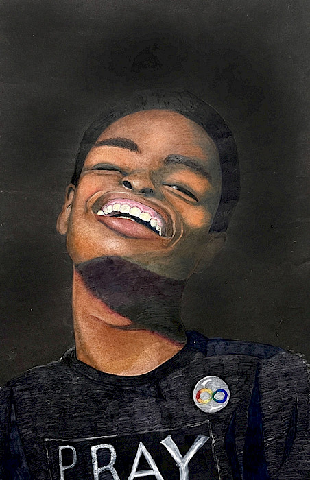 Levi J., "Joyful," colored pencil, 12 x 18 in., Parkview Arts & Science Magnet High School, Art Educator: Rodney Bailey.