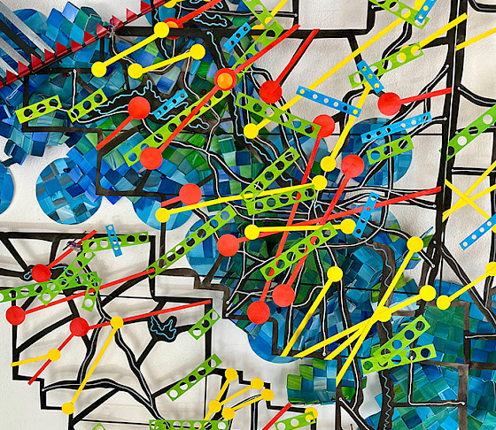 Detail photo of an art installation by Nathalie Miebach.
