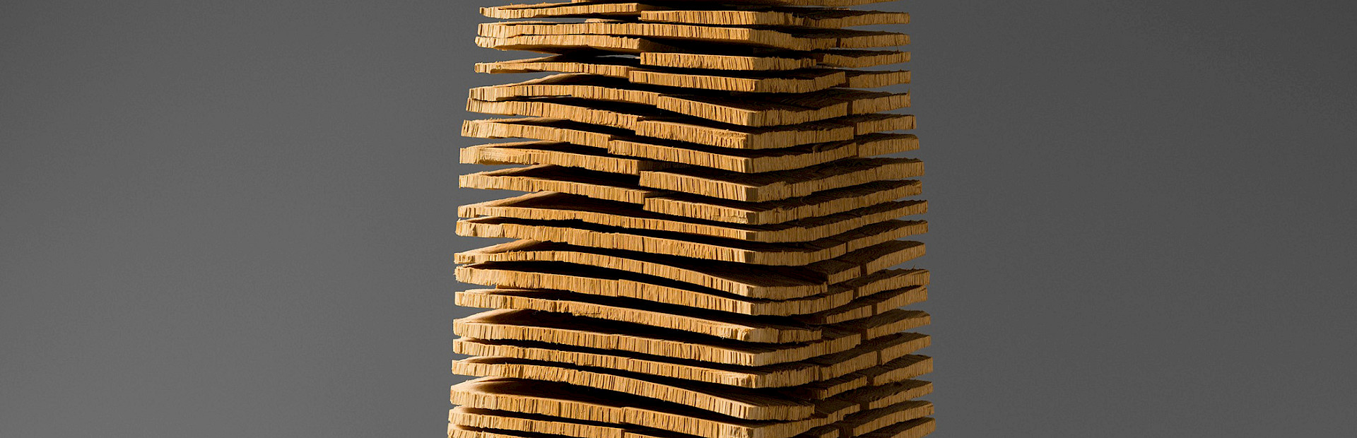 Detail photo of an abstract wooden sculpture.