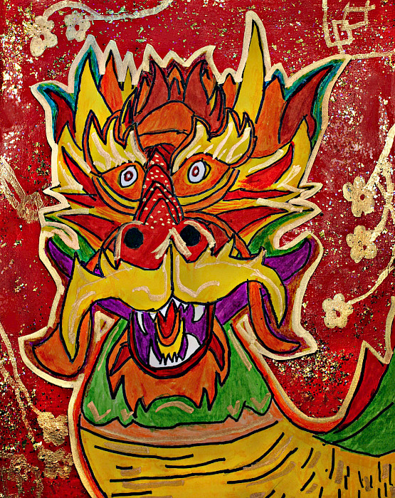 Jace Y., Maumelle, Chinese Dragon, mixed media, 11 x 14 in.