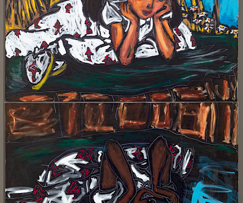 John Isiah Walton, Cane River, Louisiana, 2020, oil on canvas, 96 x 60 in.