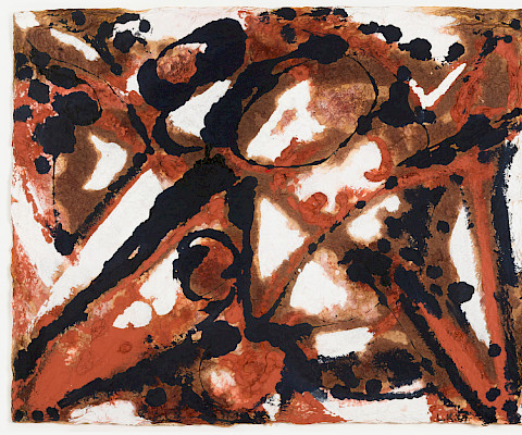 Lee Krasner (New York, New York, 1908 - 1984, New York, New York), "Earth #1," 1969, gouache on heavy wove paper, 18 3/8 x 22 3/4 in., Arkansas Museum of Fine Arts Foundation Collection: Purchase, Tabriz Fund. 1984.017.