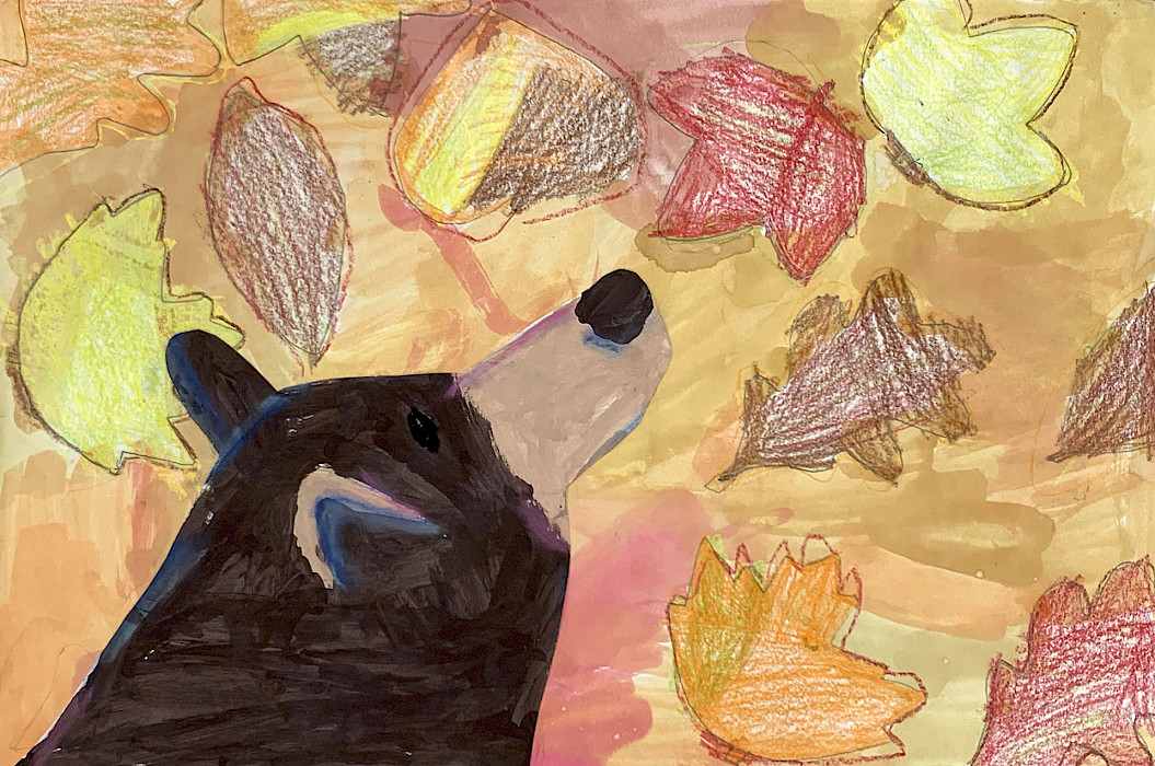 Best In Class: Charlotte F., "Before the Snooze," mixed media, First Grade, Immaculate Conception Catholic School NLR, Art Educator: Christi Callway.
