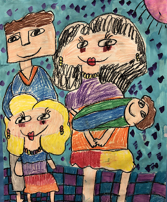 Honorable Mention & Teacher's Choice: Braylee S., "LOVE," oil pastel and watercolor, First Grade, Landmark Elementary PCSSD, Art Educator: Kelly Emerson.