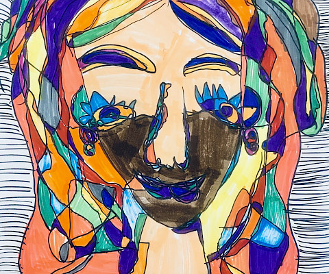 Lillian S., "Be Whoever You Want to Be," Sharpie and marker, Fourth Grade, Lakewood Elementary School, Art Educator: Jamie Freyaldenhoven.