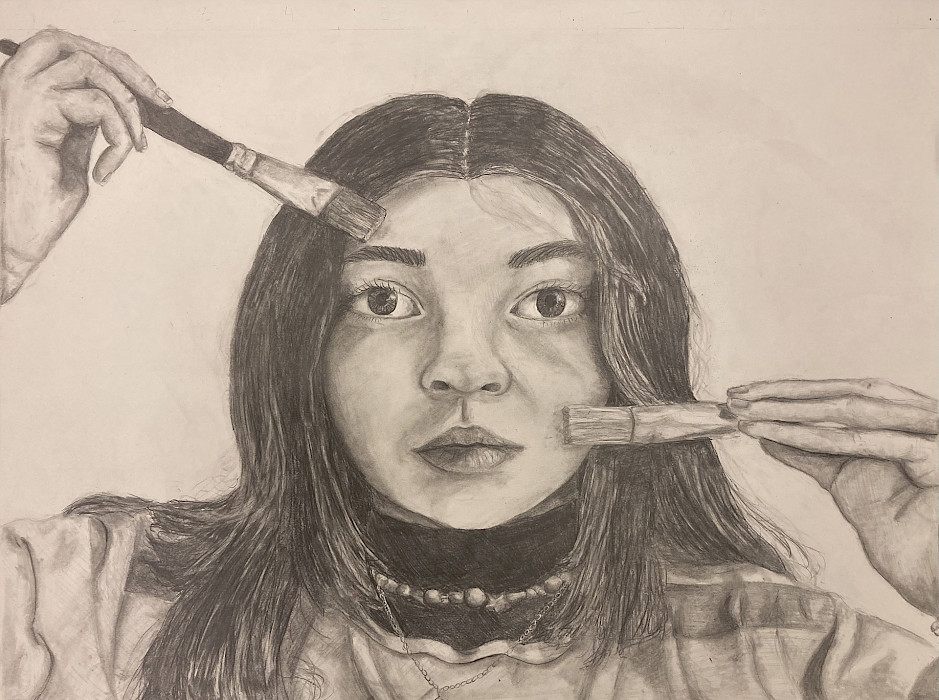 Honorable Mention: Lucy H., "Paint Me Beautiful," pencil, Seventh Grade, Lincoln Junior High, Art Educator: Jerris Palmer.