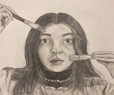 Honorable Mention: Lucy H., "Paint Me Beautiful," pencil, Seventh Grade, Lincoln Junior High, Art Educator: Jerris Palmer.
