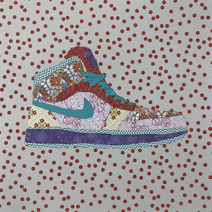 Izzy P., "Talk a Walk in My Shoes," collage, Seventh Grade, Immaculate Conception Catholic School NLR, Art Educator: Christi Callaway.