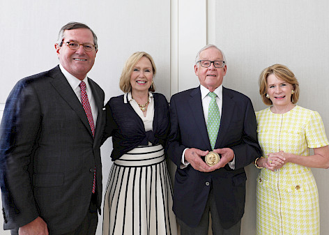 Photo of Warren Stephens, Isabel Anthony, John Ed Anthony, and Harriet Stephens at the presentation of the Winthrop Rockefeller Award on May 15, 2023.