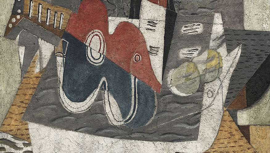 Guitar and Bottle of Marc on a Table