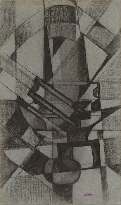Photo of a Cubist charcoal drawing by Jeanne Rij-Rousseau.