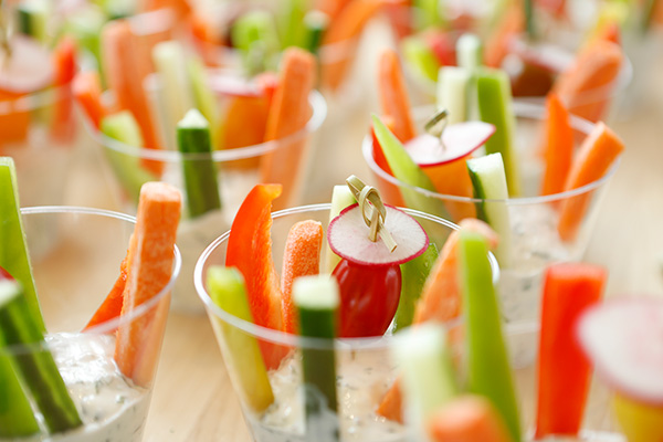 Photo of small cups of crudité.