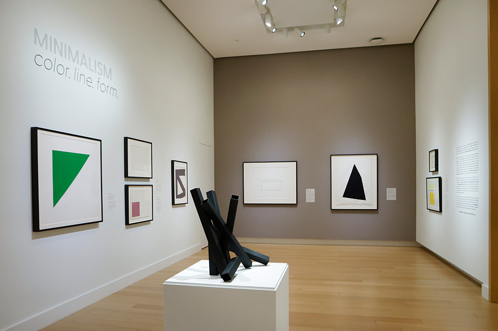 Photo of Minimalist art on view in a gallery at the Arkansas Museum of Fine Arts.