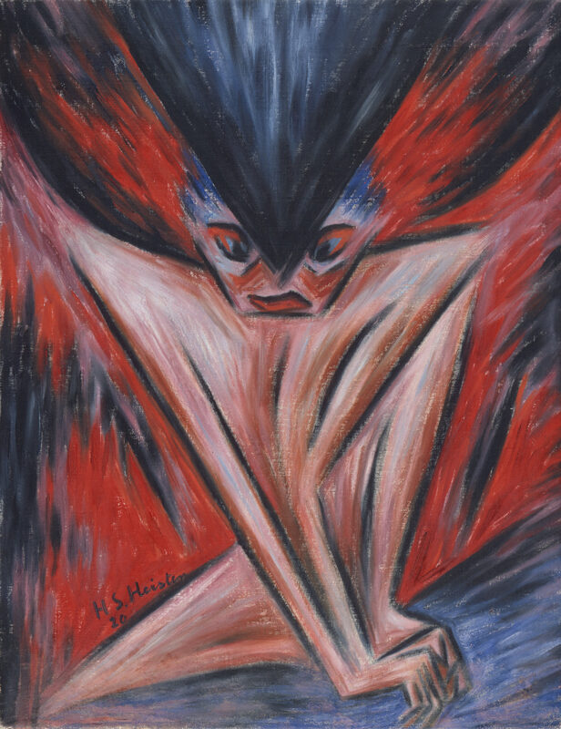 Photo of an oil painting of a demonic creature by Hans-Siebert von Heister.