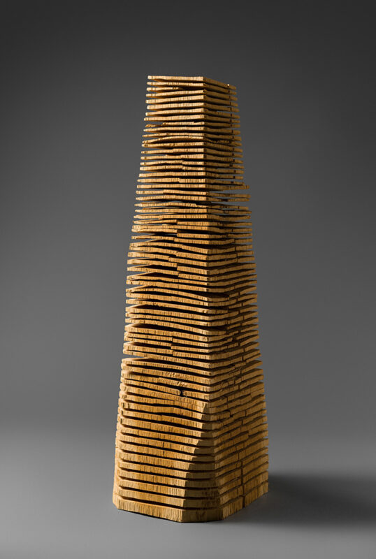 Photo of a wooden sculpture by David Nash.