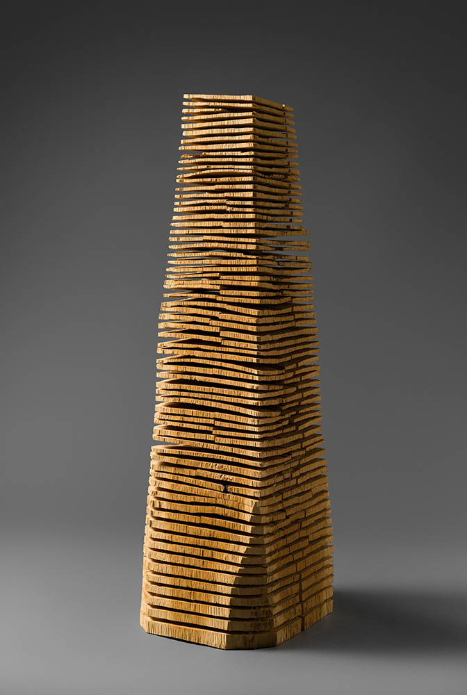 Photo of a wooden sculpture by David Nash.