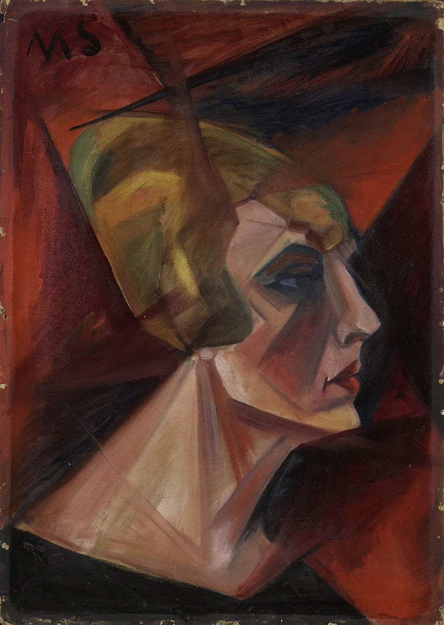 Photo of an oil painting of a woman by Martel Schwichtenberg.