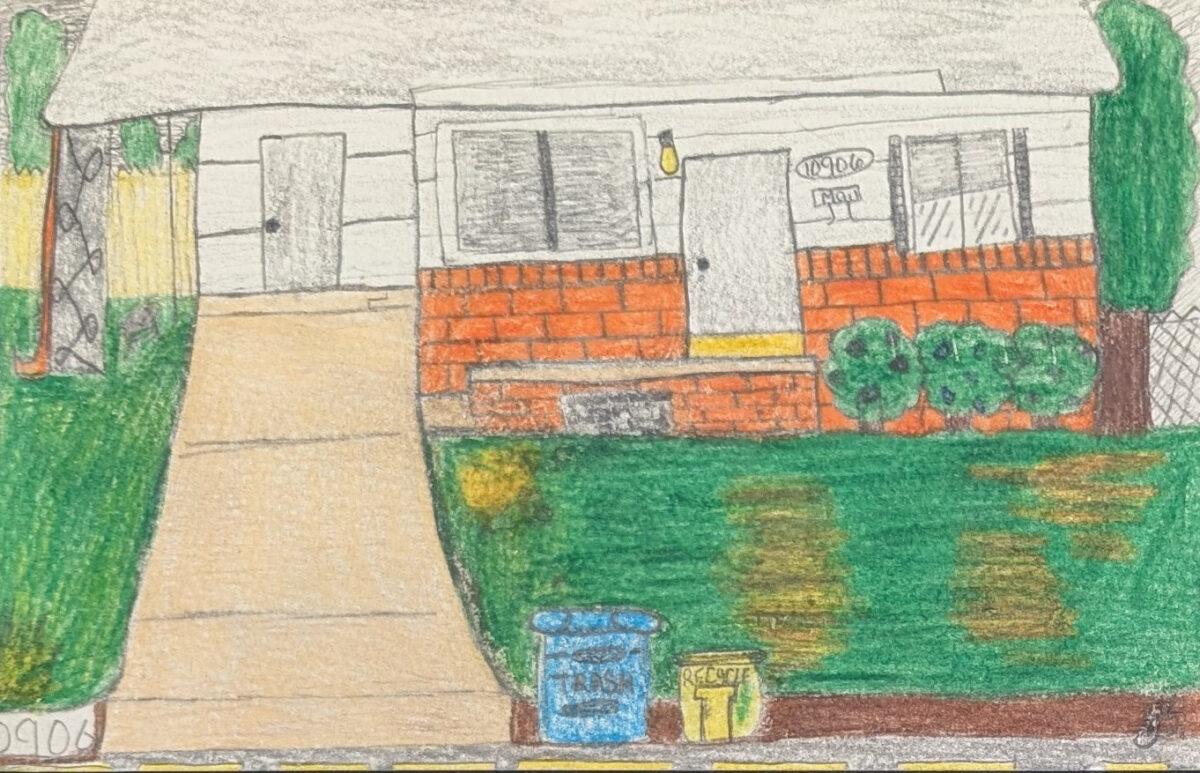 A drawing of a house.