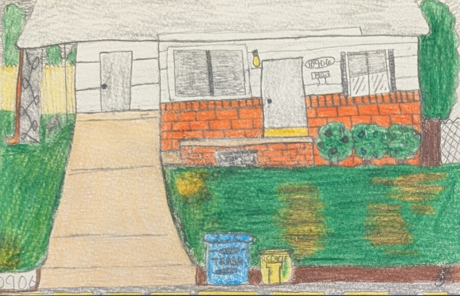 A drawing of a house.