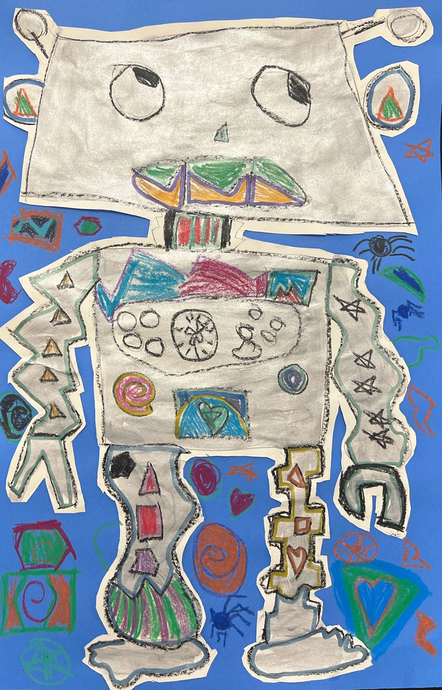 Mixed media drawing of a robot.