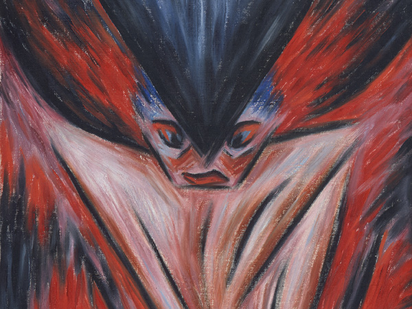 Photo of an oil painting of a demonic creature by Hans-Siebert von Heister.